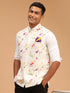 Men's Cream Base Multi Printed Cotton Blend Nehru Jacket